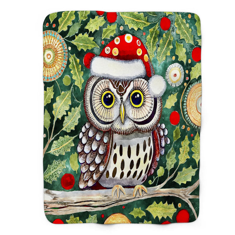 Evergreen Eyed Owl - 1 Piece Premium Sherpa Blanket, L 60 po x L 80 po
