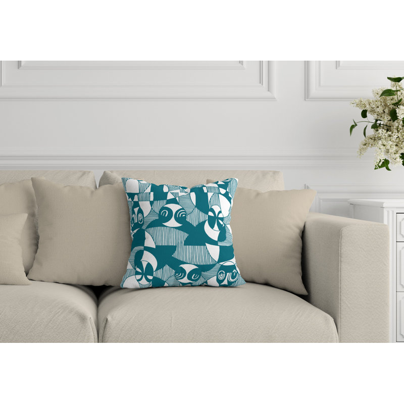 Olowo Abstract Outdoor Reversible Throw Pillow, 19W" x 19H", Turquoise