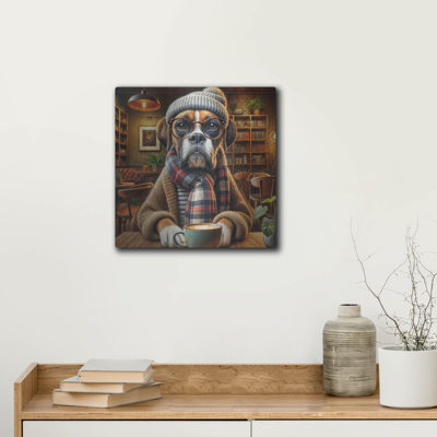 'Hipster Dog - Boxer' by Rey Klimt Metal Wall Art