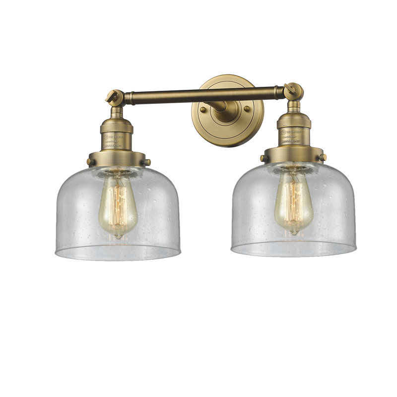 Bell - Luminaire de meuble-lavabo 19 po 2 lumières, Ampoule à DEL rétro de 6 watts, Grainé, Laiton brossé