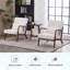 Ensemble de chaise d'appoint et de table basse de style Mid-Century moderne, chaise longue beige rétro avec table d'appoint de ton noyer (salon) ou chambre à coucher-742396489-742396495