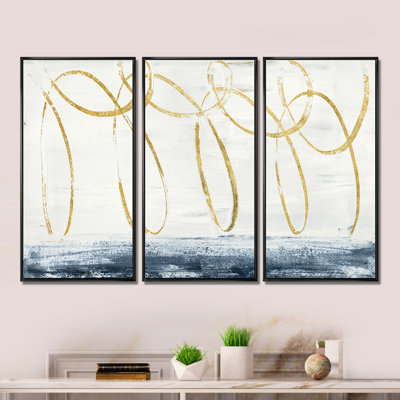 " Gold Abstract Geometric Shape " 3 - Pieces