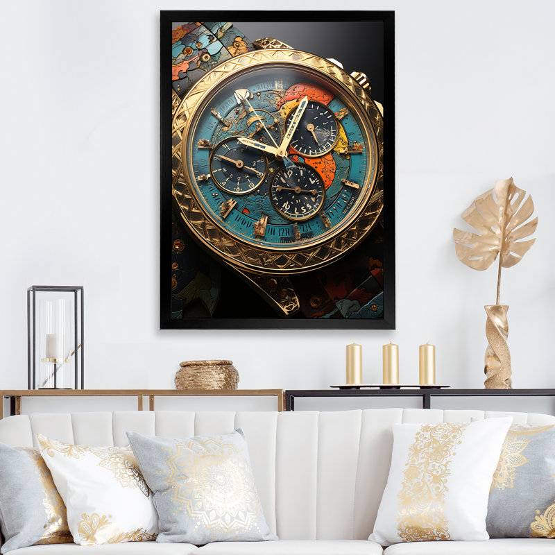 «Luxury Watch Bronze Infinity III - Watches», reproduction d'art murale, H 20 po x l 12 po x P 1 po, Cadre photo noir