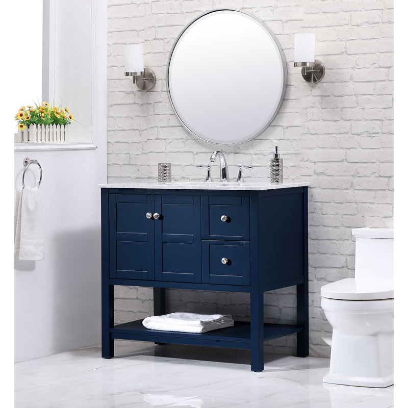 Ensemble de meuble-lavabo simple 36 po Amyra, Bleu