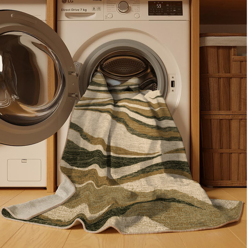 Tapis brun lavable à la machine, Carré 5 pi