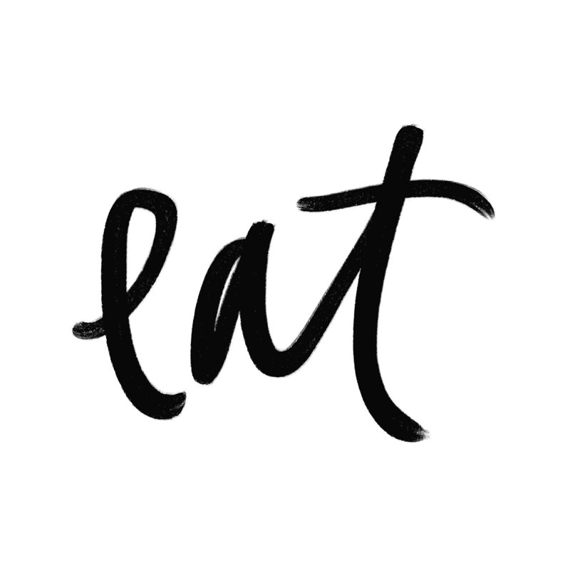 «Eat Handwritten», art textuel sur toile tendue, H 12 po x l 12 po