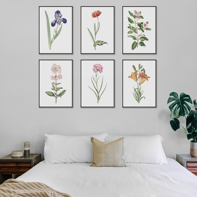 " Vintage Floral Prints " 6 - Pieces, 7" H x 5" W