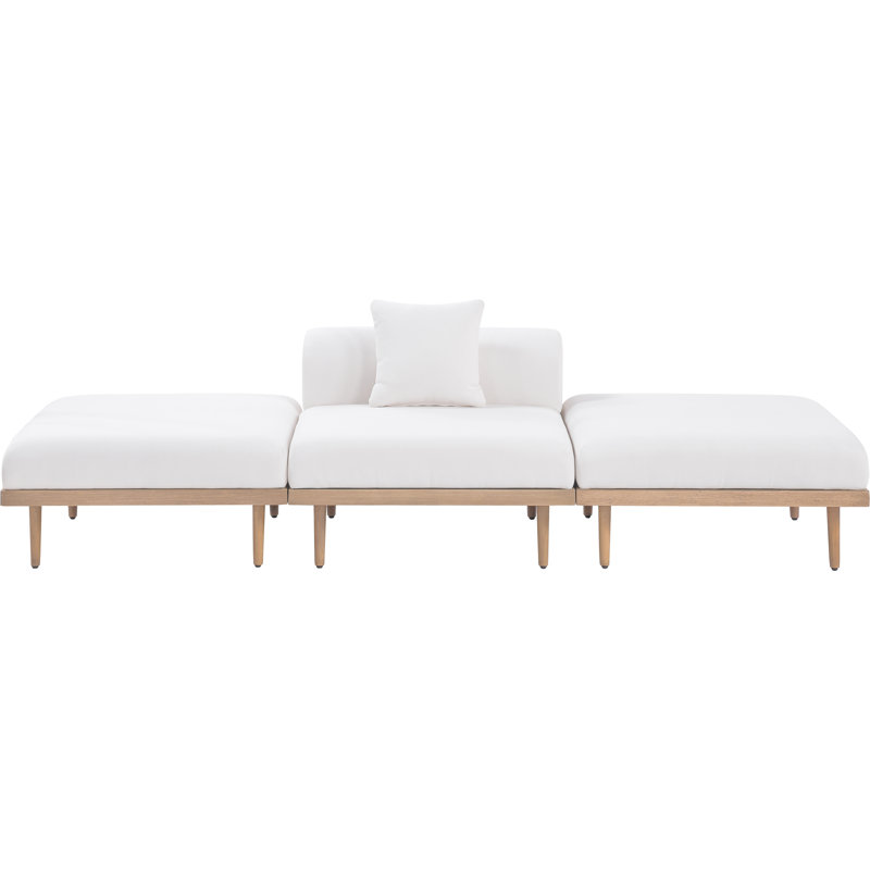 Madeleine 106.5" Resilient Water Resistant Olefin Fabric Upholstered 3Pc. Outdoor Patio Modular Sofa, Cream
