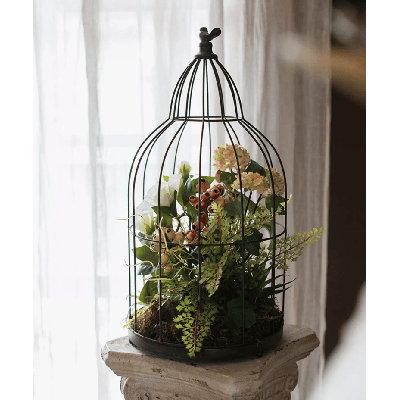 Vintage Garden Birdcage Display