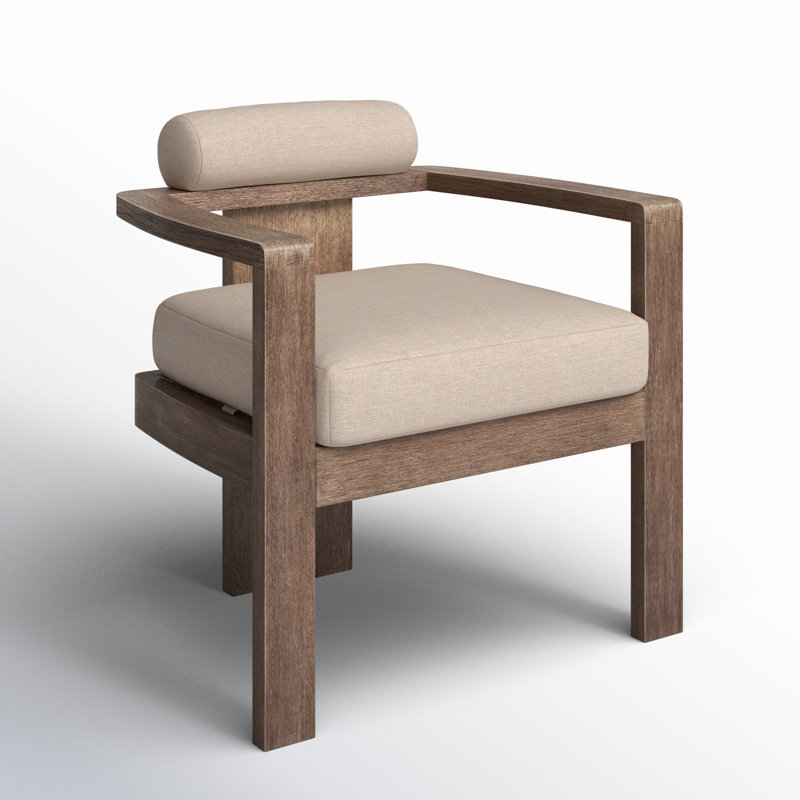 Chaudry Wood Premium All-Weather Wicker Outdoor Dining Armchair with Cushion