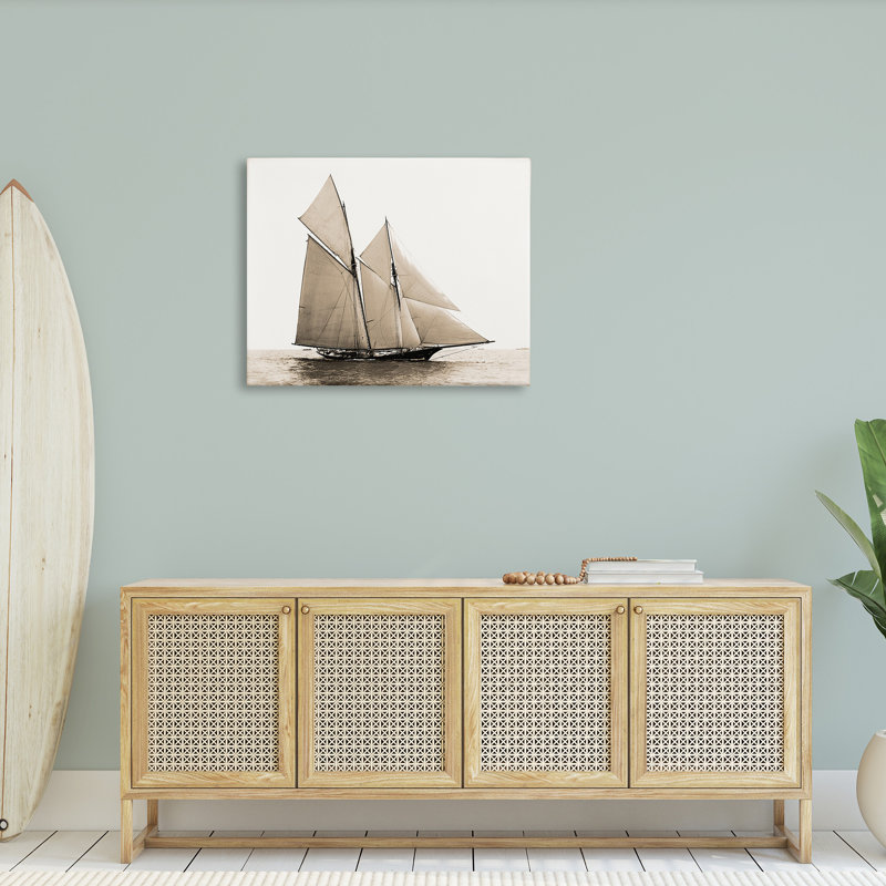 Art mural rétro sur toile de bateau maritime par Graffitee Studios, H 30 po x l 40 po