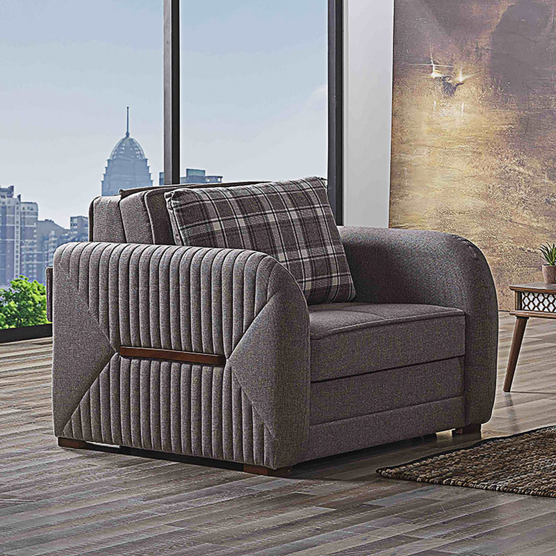 Fauteuil rembourré convertible avec rangement, Beige gris