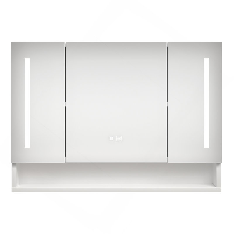 Armoires de salle de bain modernes en aluminium 39 x 28 pouces, armoires à pharmacie avec miroirs et lumières DEL, armoire de rangement de salle de bain avec compartiments de rangement à plusieurs niveaux
