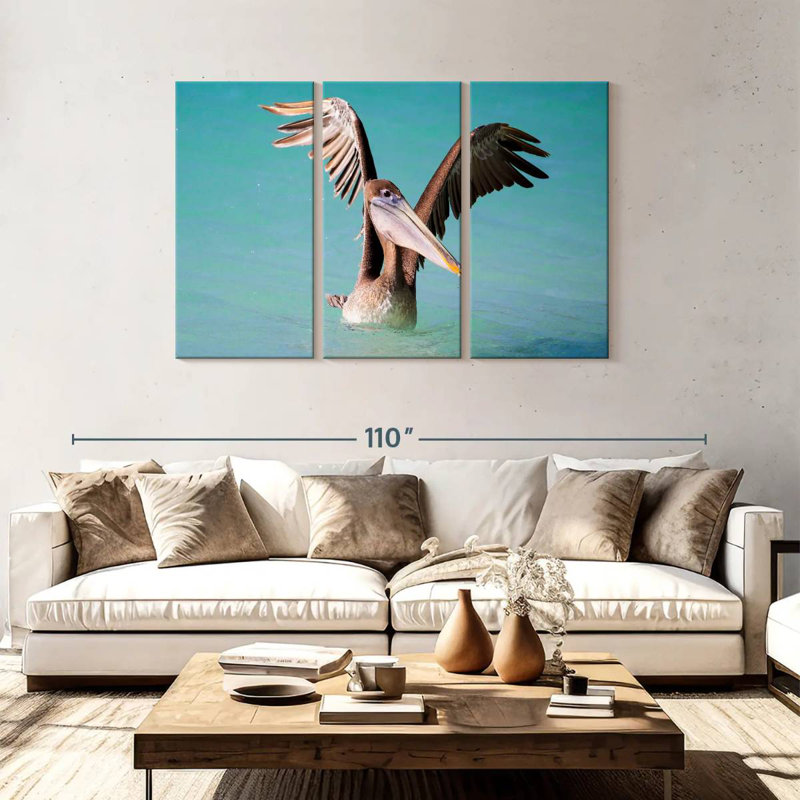 Pelican With Outstretched Wings, 48" H x 74" W