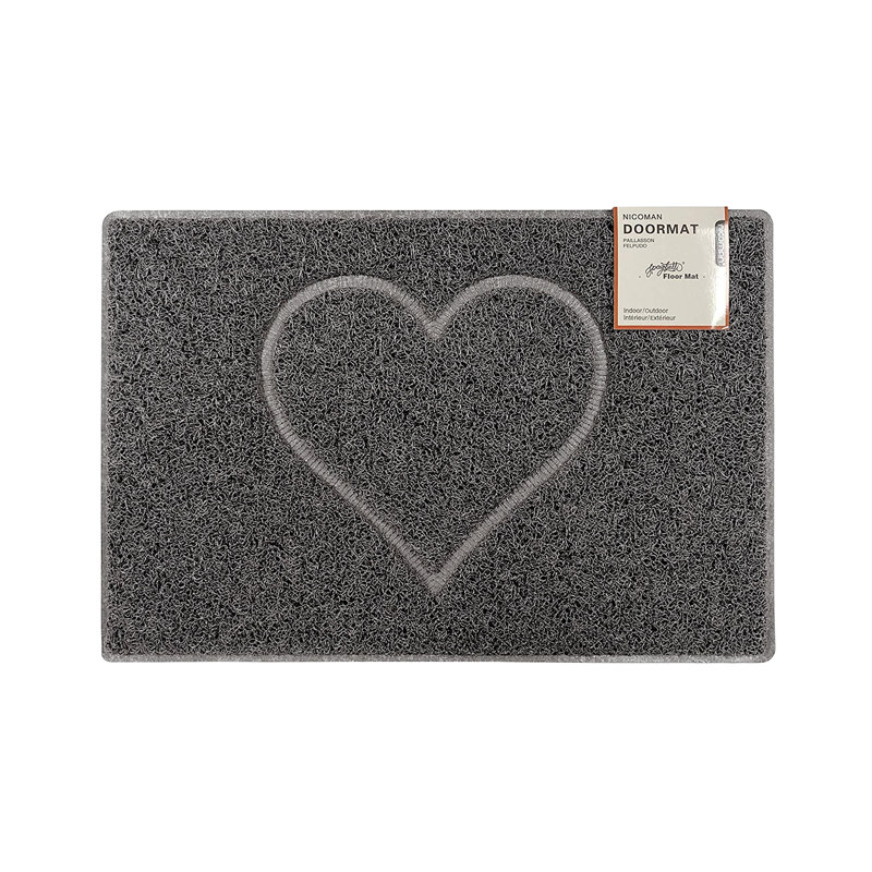 Heart Embossed Doormat, Rectangle 44 x 75cm, Grey
