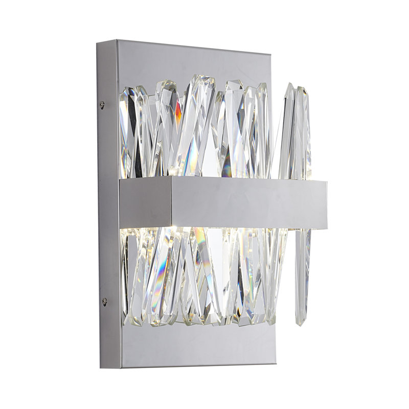 LED wall light with crystal accents, Chrome