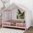House Bed Frame With Canopy, Montessori Floor Bed, House Bed With Rails For Kids, Kids Bed With Roof-1174776067-1174776066