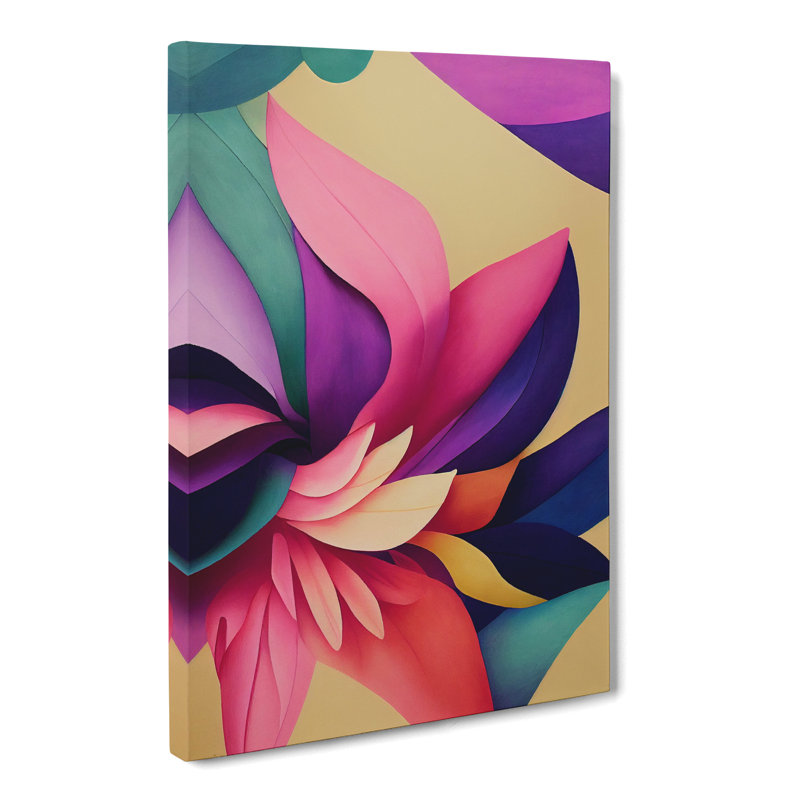 Darrie Floral Block Colour - Wrapped Canvas Print, 60cm H x 40cm W x 3cm D