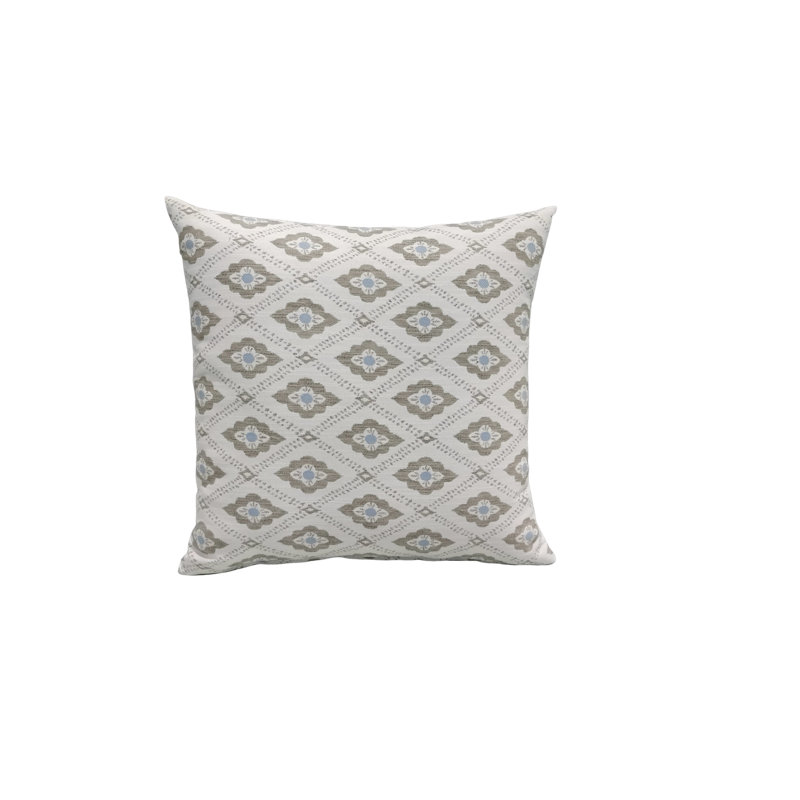 Housse de coussin et insert Ardsley Liza en blanc / brun clair / bleu, 16 po x 16 po
