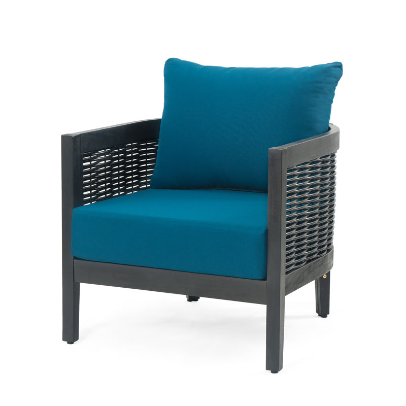 Chaise de patio avec coussins Treadway, Bleu sarcelle foncé, Noir