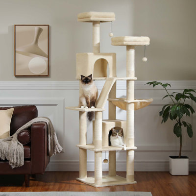Grand arbre à chat avec appartement, hamac et balle jouet