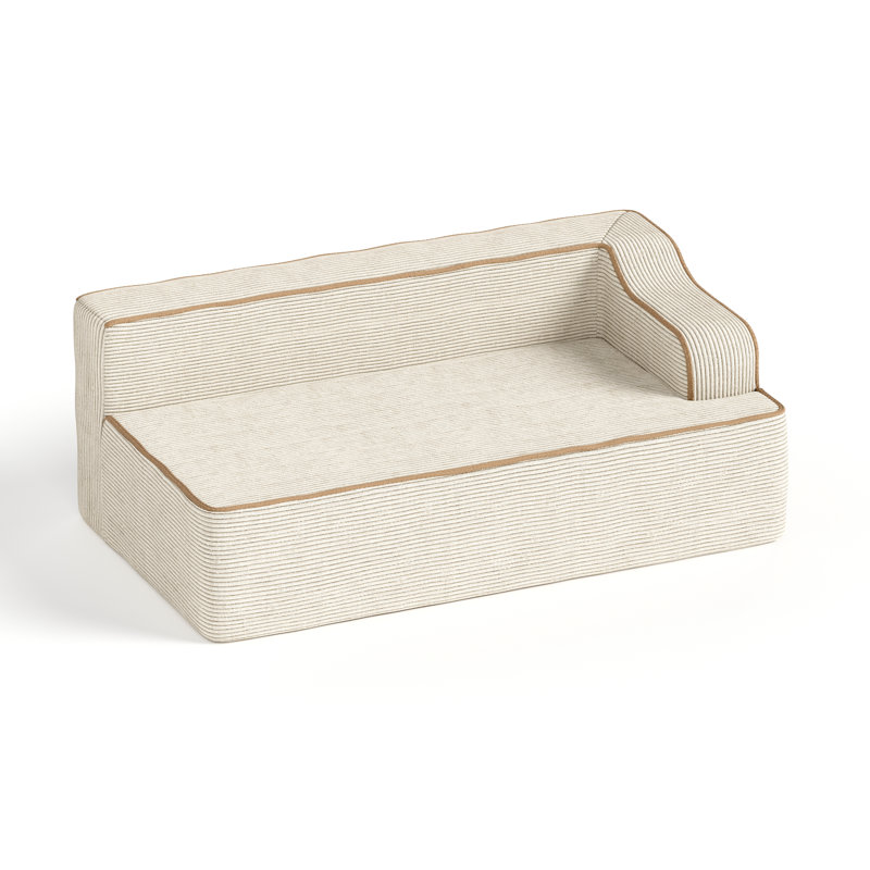 Beige Two-seater Sofa With 3 Cushions, Beige