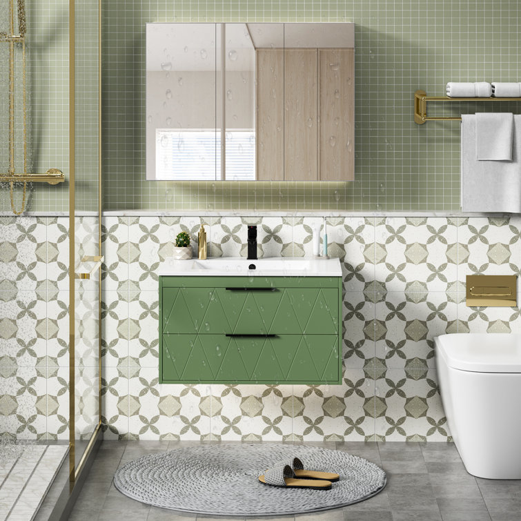 Arv 30" Wall Mount Single Bathroom Vanity Set with Ceramic Sink Top, Water Saving Faucet