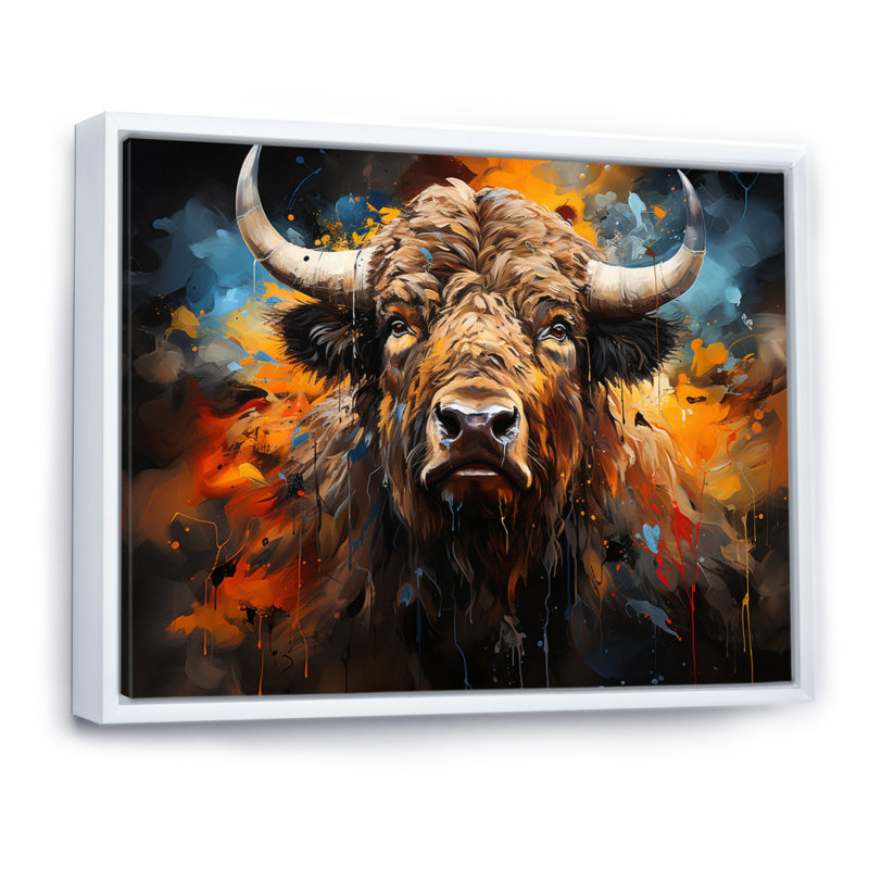 Buffalo Majestic Bison Collage, reproduction d'art sur toile, H 16 po x l 32 po x P 1 po, Blanc