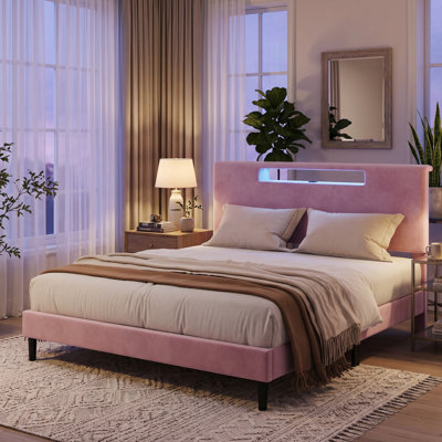 Platform Bed Frame with Headboard, King Size Bed Frame with Wood Slat Support, No Box Spring Needed Easy Assembly
