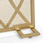 Single Panel Fireplace Screen With Overlapping Oval Lens Patterns, Gold Iron Fireplace Cover With Metal Grid