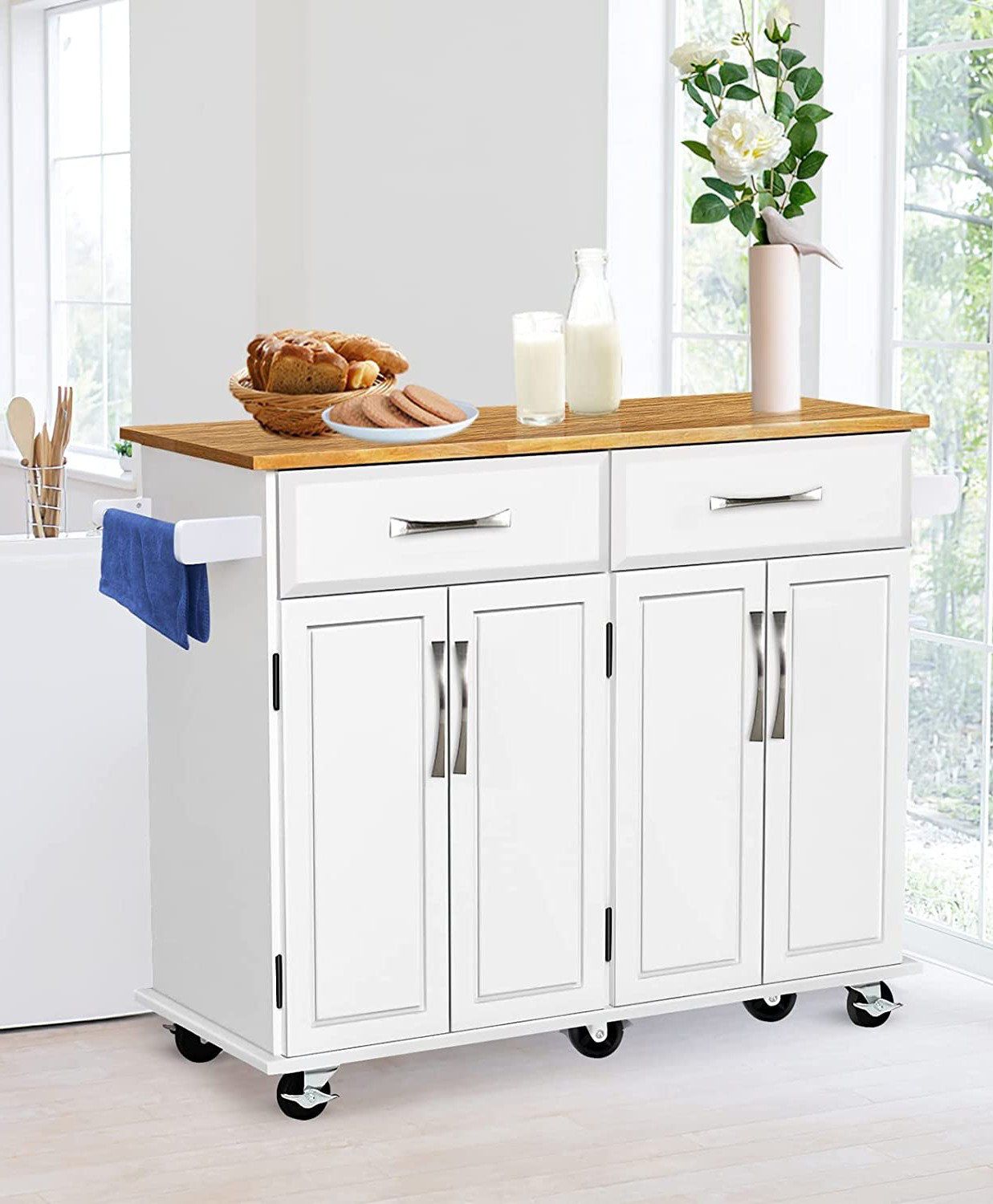 Red Barrel Studio® VicenniaKitchen Island on Wheels - Portable Kitchen Cart