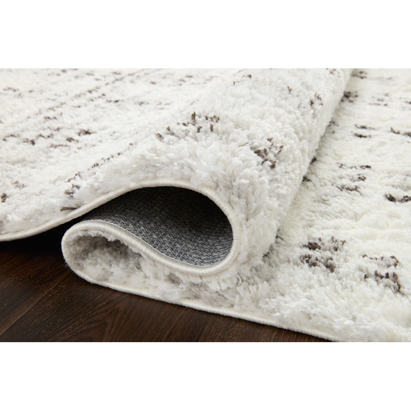 Denya Shag Cream / Grey Area Rug, Square 18"
