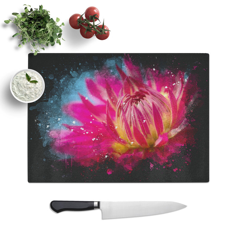 The Flower Paint Splash Chopping Board, 28.5cm W x 39cm L