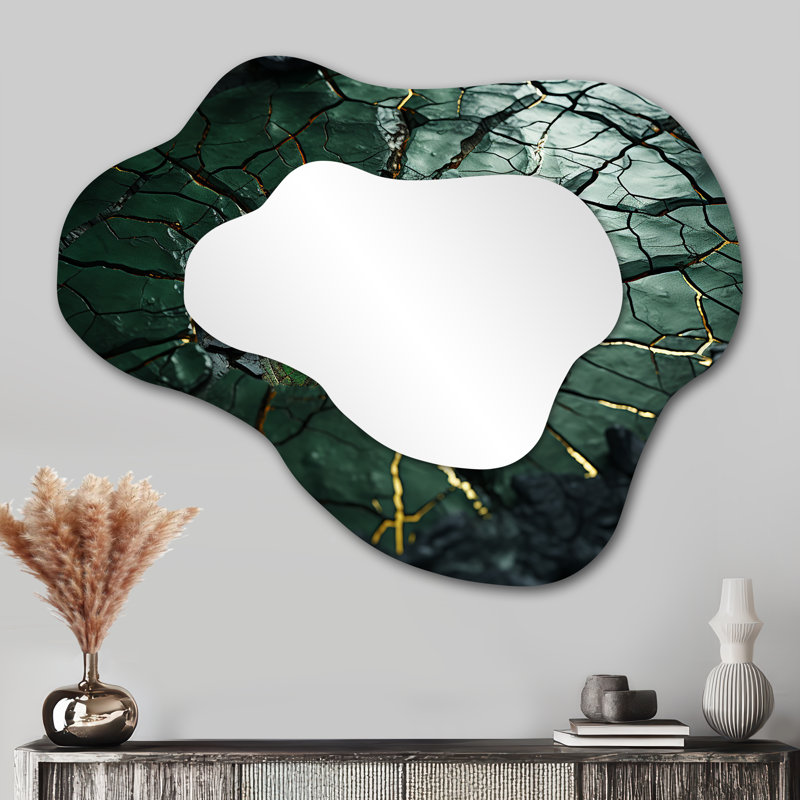Miroir mural vert traditionnel en émeraude verte Amazonite, 27 po x 35 po
