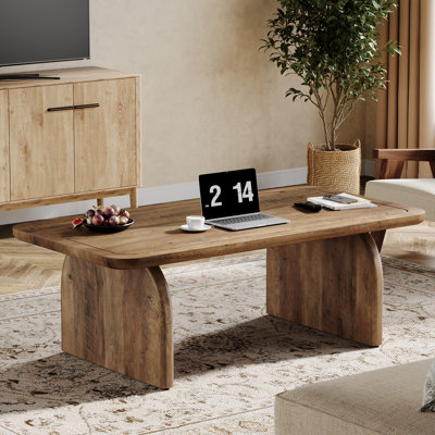 47-Inch Farmhouse Wood Coffee Table, Rectangle Center Table for Living Room