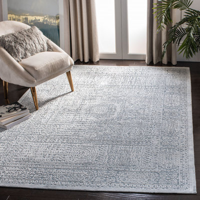 Bladwell Hand Loomed Viscose/Cotton Oriental Rug in Sea Blue