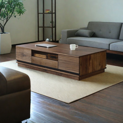 Table basse en bois massif noyer noir