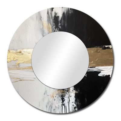 Dimensions horizontales abstraites noir doré - Miroir d'appoint moderne surdimensionné, impression sur métal