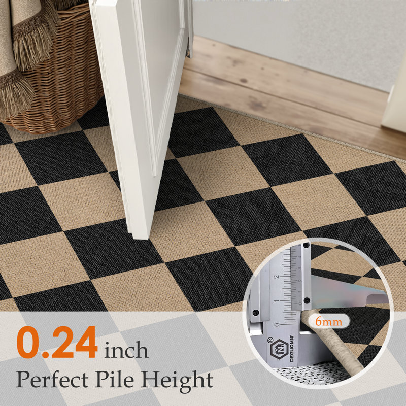 Tapis en lin à motif antidérapant Amelia, Tapis de couloir 2 pi x 8 pi