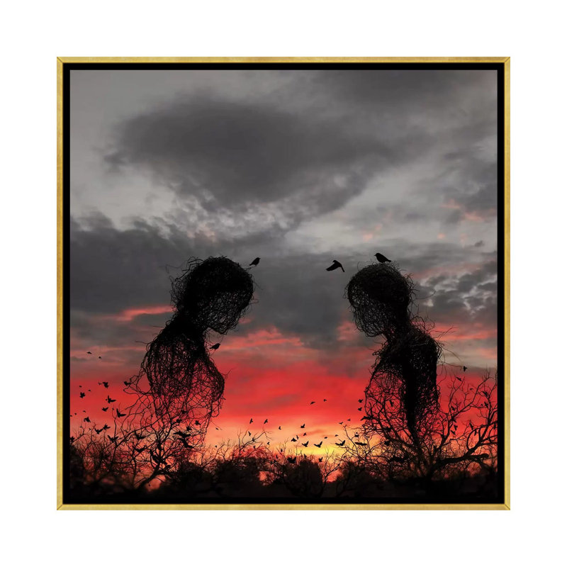 "Sunset" par Abdullah Evindar-impression d’art graphique, Pas de tapis, H 26 po x l 26 po x P 1,5 po, Toile encadrée d'or
