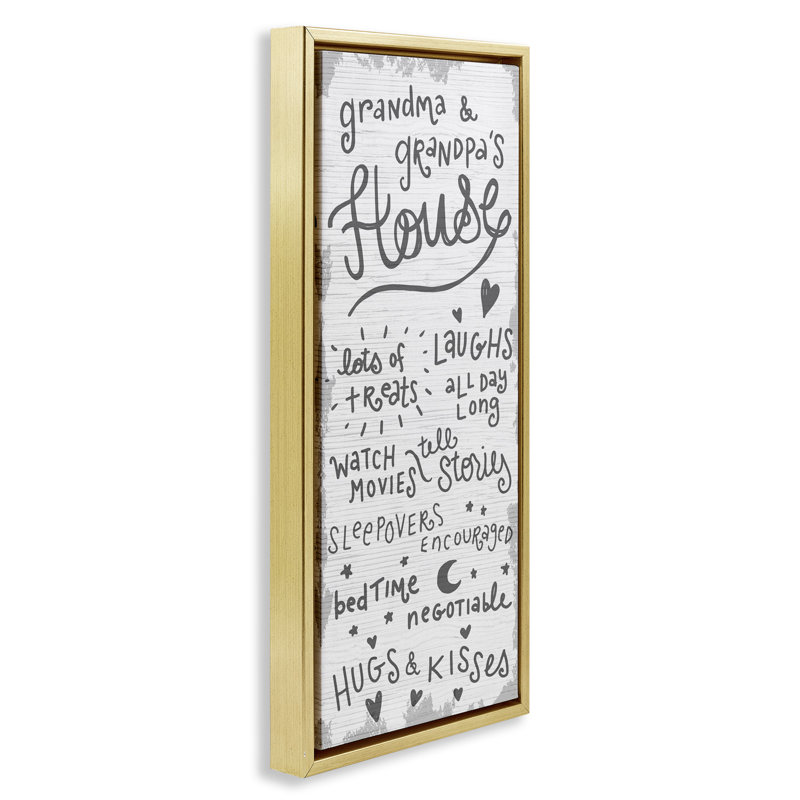 «Grandparents House Fun Family» par Daphne Polselli fwp-317, Cadre flottant métallique doré, H 31 po x l 15 po