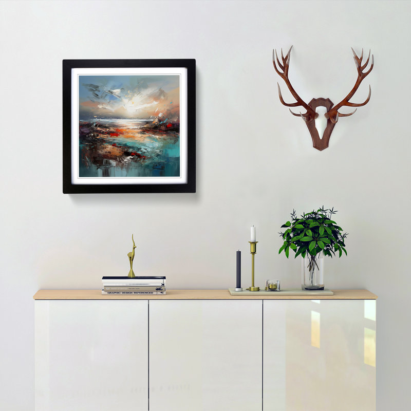 Seascape Abstract No.4 - Single Picture Frame Print on Wood, Black