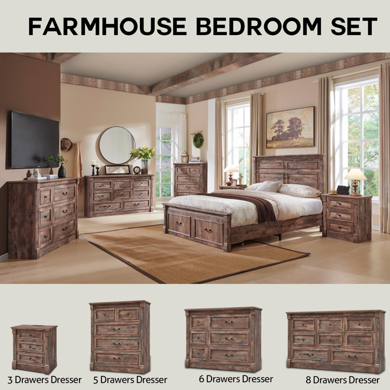 Commode 8 tiroirs Burlington Farmhouse, Brun