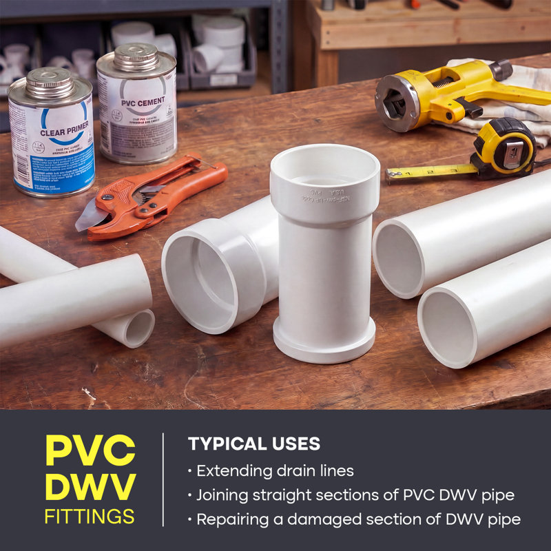 Adaptateur de moyeu 2 po en PVC blanc 2 po, raccord en fonte x embout de plomberie pour conduits d'évacuation, d'évacuation et d'évacuation (paquet de 20)