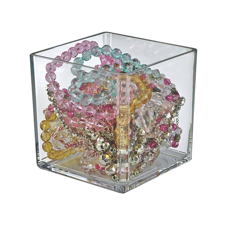 Boîte de rangement rectangulaire 6 "en acrylique transparent pour comptoir, paquet de 4