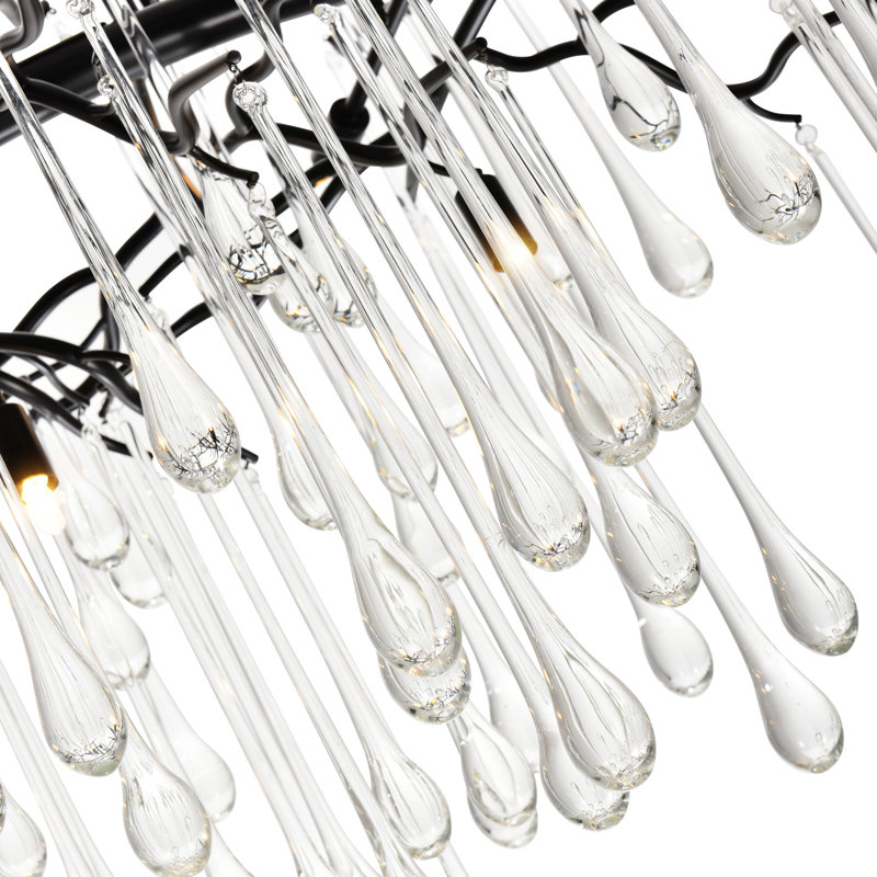 Modern Statement 26" Black Chandelier for Dining Room Living Room Kitchen Foyer Bedroom Entryway, 6-Light with G9 Bulb Base