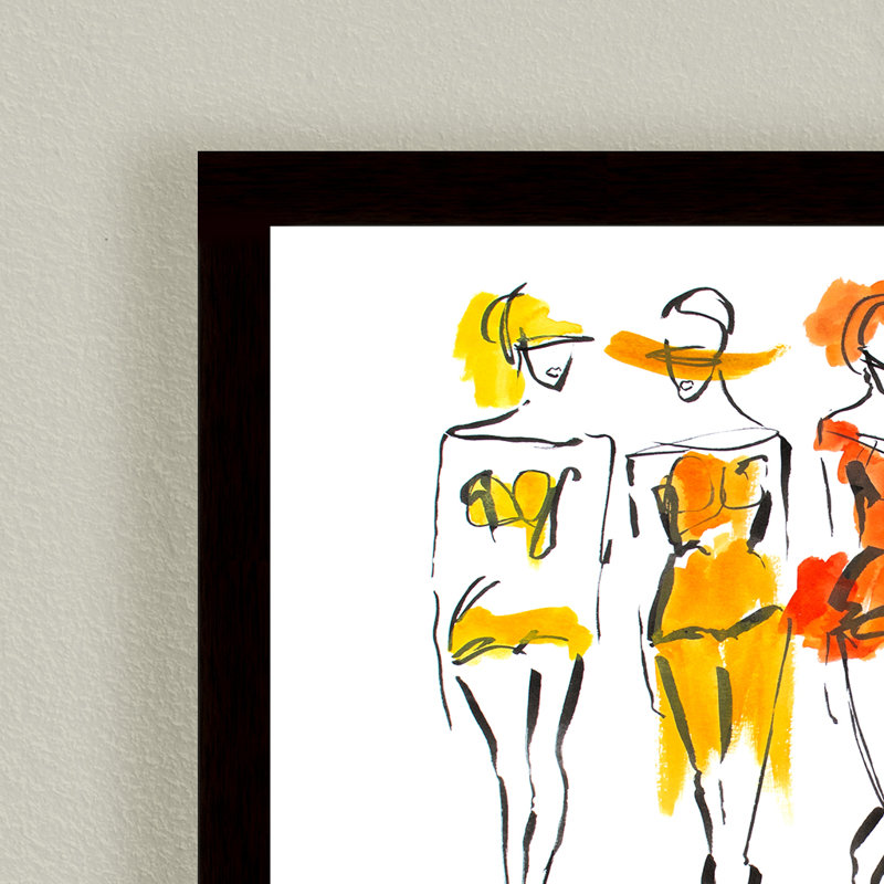 Pop Art & Retro Tangerine by  - Picture Frame Painting, 24" H x 30" W x 1.125" D, Framed Print, Black