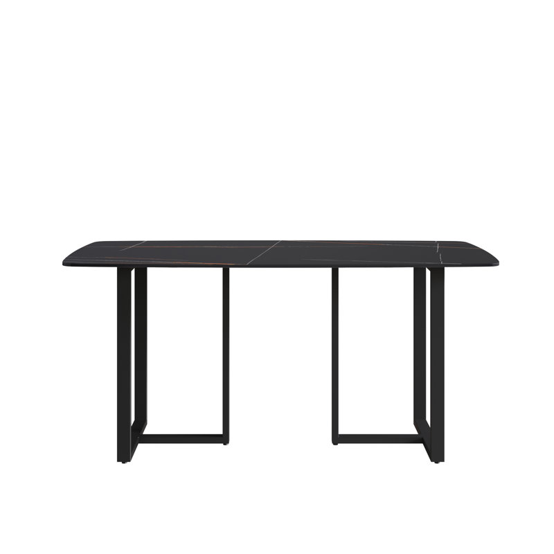 Table de salle à manger Evannie, Noir, Noir, H 29,53 po x L 63 po x l 31,5 po