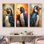 «Curious Penguins Snowy Wonders» - ensemble de 3 reproductions d'art sur toile
