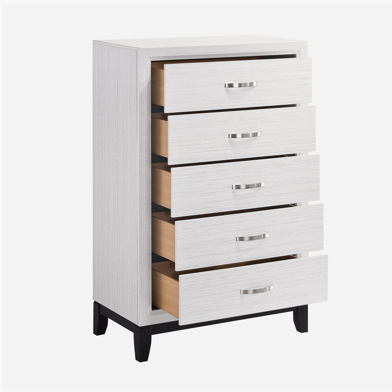 Meuble de rangement moderne en bois blanc avec 5 tiroirs et 1 chambre à coucher